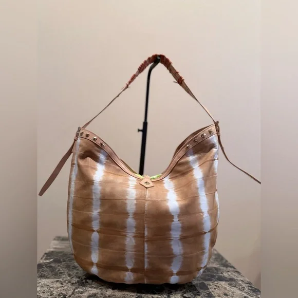 Henri Bendel Tie-Dye Lambskin Hobo Bag with Studs RARE - Picture 2 of 12